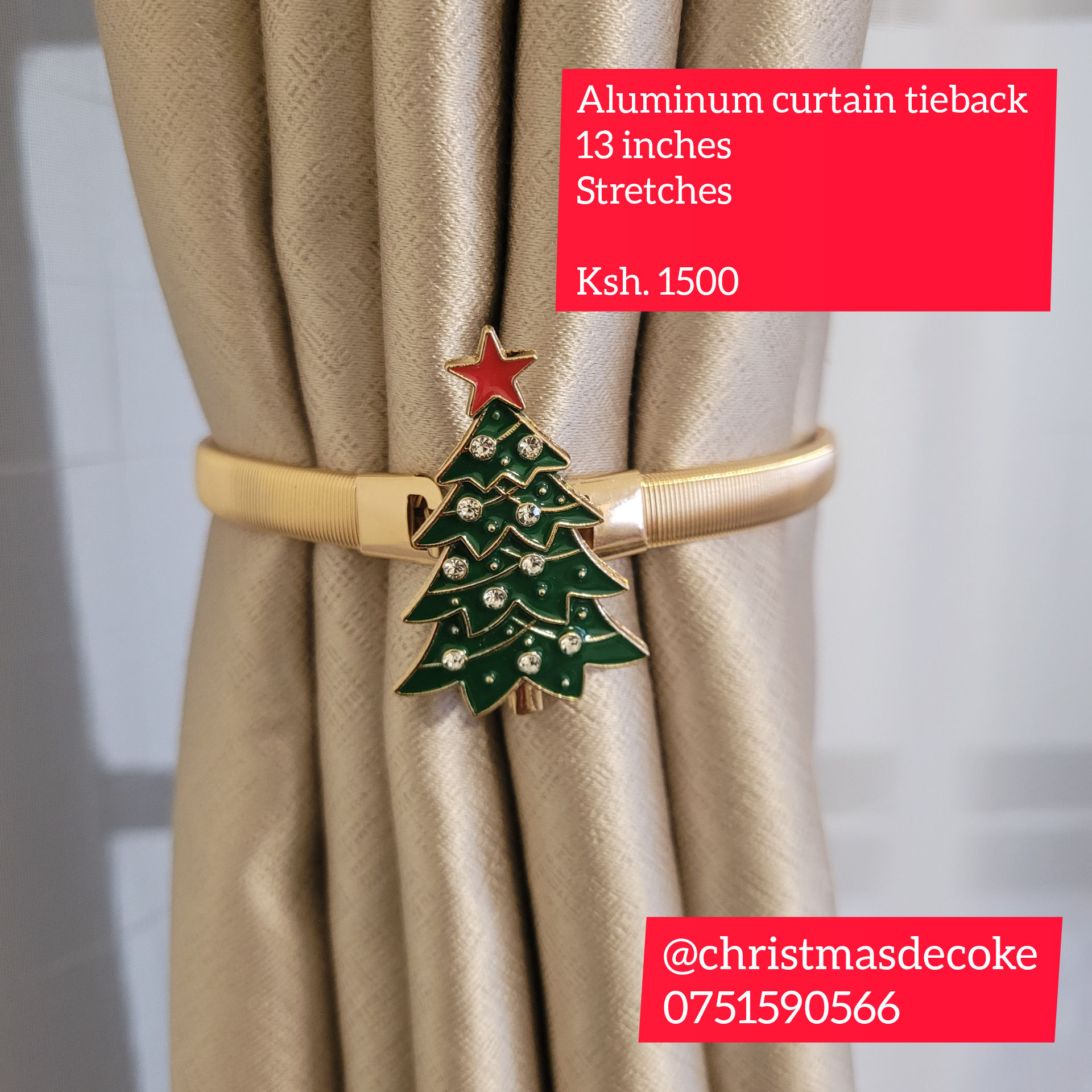 Christmas curtain tieback