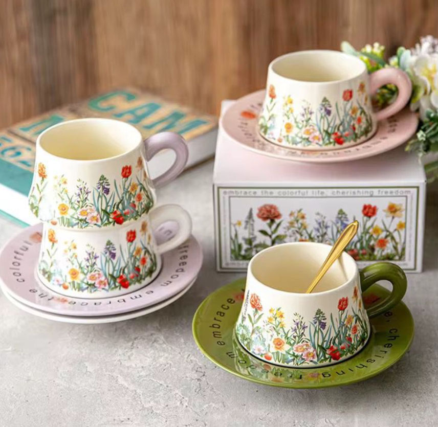 High tea coffee mug set