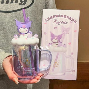 Stitch,Lotso,Winnie the Pooh,my melody and Kuromi glass tumblers Comes with straw
