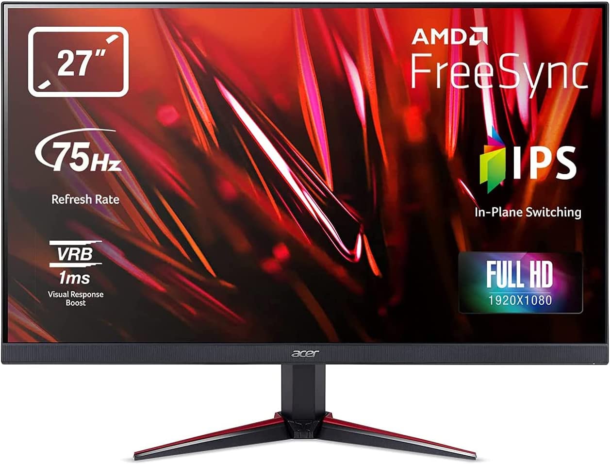 Acer Nitro VG270 27″ FHD Gaming Monitor, Integrated Speakers, Black Color