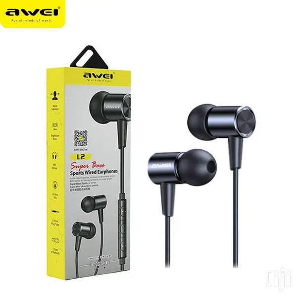 Awei L2 Super Bass Sport Wired Earphone – Black, Grey