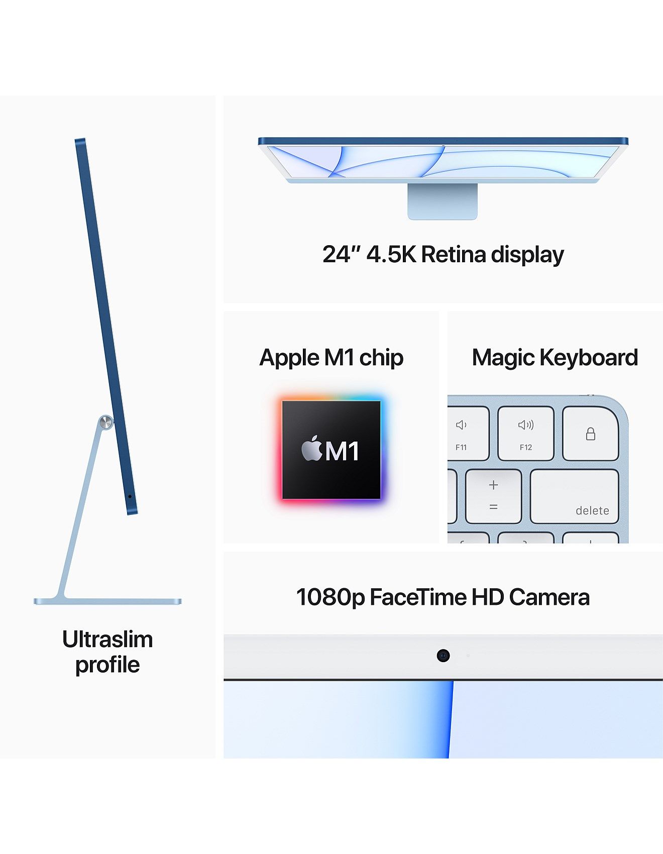 Apple 24-inch iMac with Retina 4.5K display, Apple M1 chip with 8-core CPU and 7-core GPU, 256GB SSD
